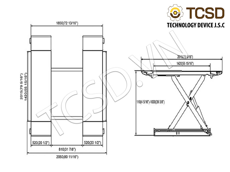 THÔNG SỐ KỸ THUẬT CẦU NÂNG CẮT KÉO DI ĐỘNG